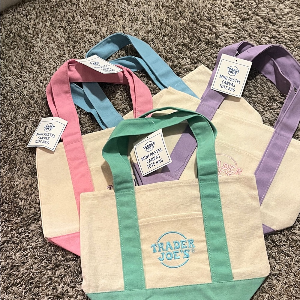 Trader Joe's Mini Pastel Canvas Tote Bag - Green